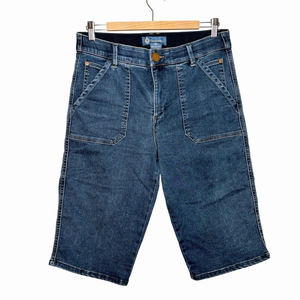 Democracy Ab Solution Bermuda Shorts Womens 10 Jorts Denim Jean Slimming Dark